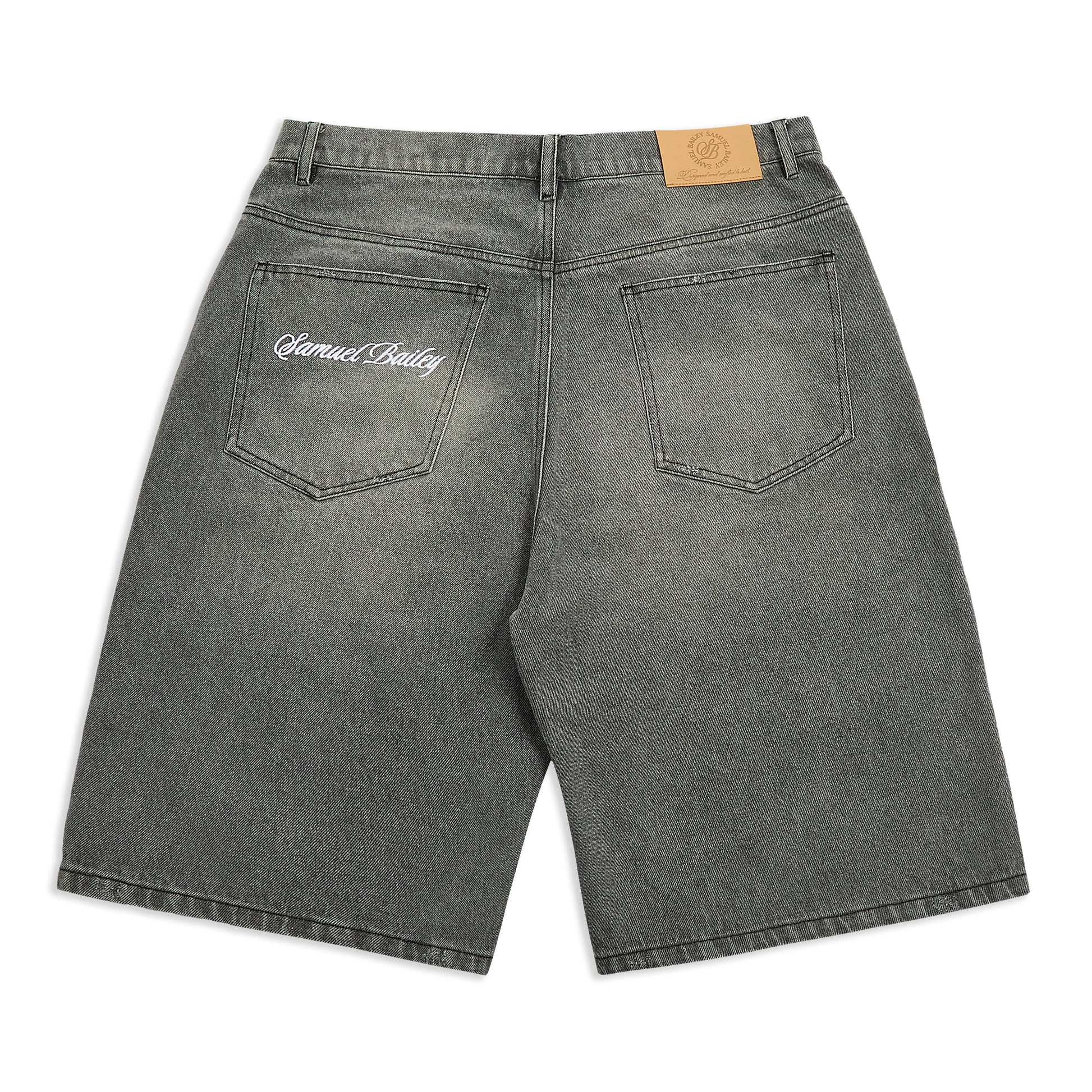 Samuel Bailey Graphite Washed Denim Jorts — S — Side View