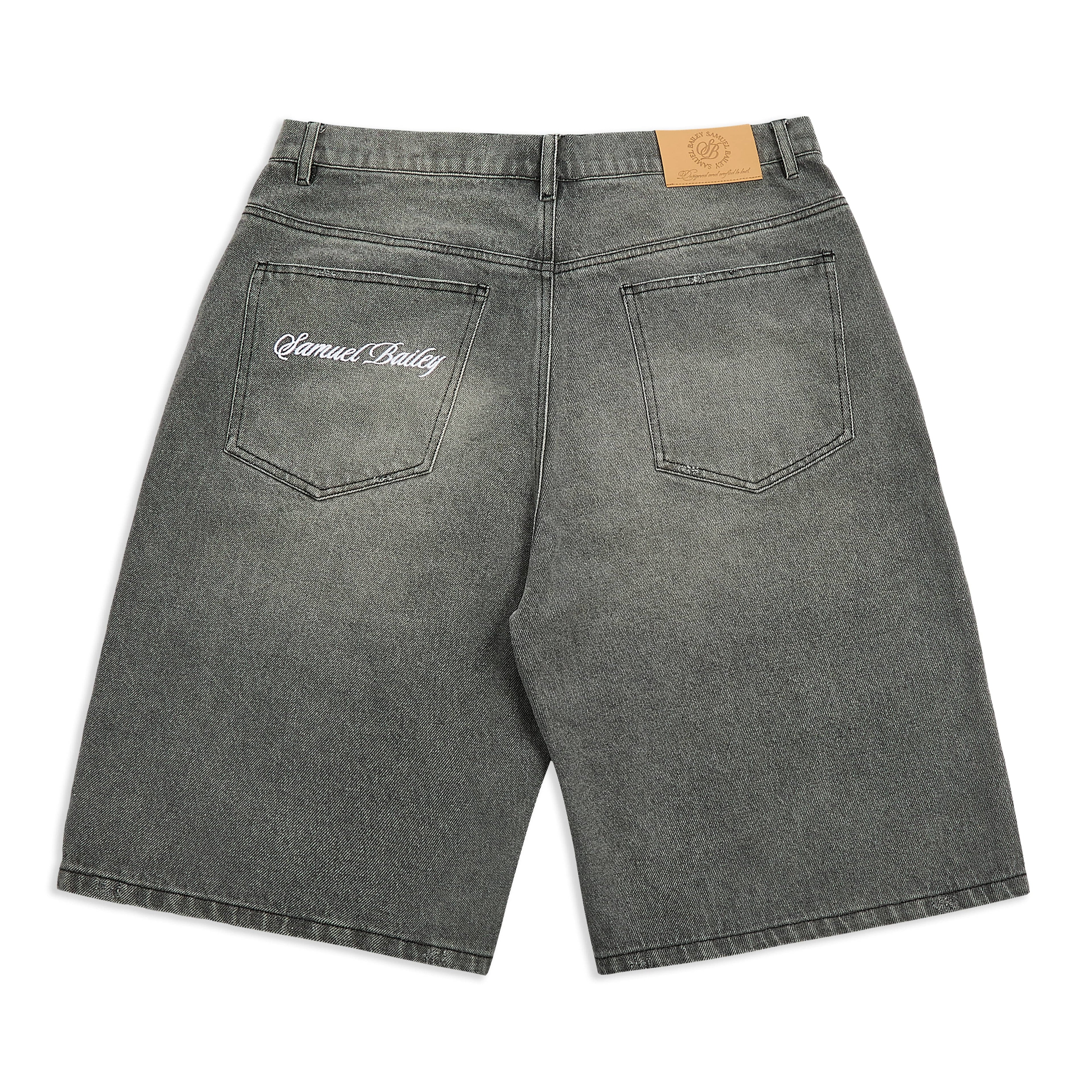 Samuel Bailey Graphite Washed Denim Jorts — S — Side View