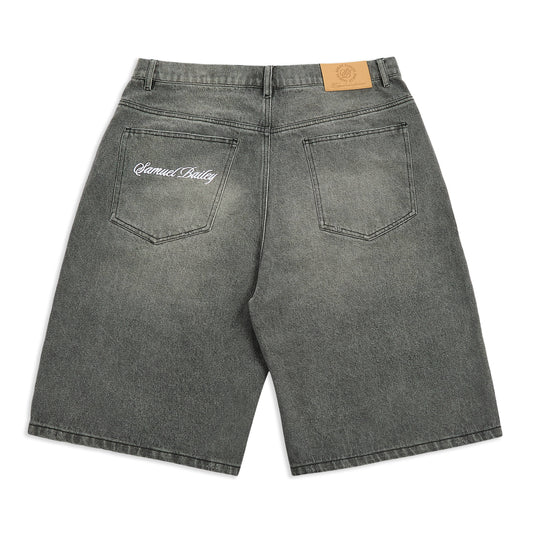 Samuel Bailey Graphite Washed Denim Jorts — S — Side View