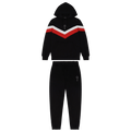 Trapstar V Stripe Hoodie Tracksuit-Black/Red/White — XXS — Front View