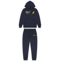 Trapstar Chenille Decoded Hooded Tracksuit-Navy/Yellow — XXS — Front View