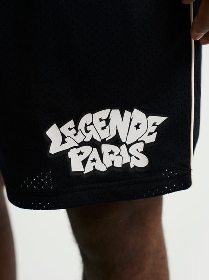 Legende Paris GRAFFITI MESH SHORT - BLACK — XS — Side View