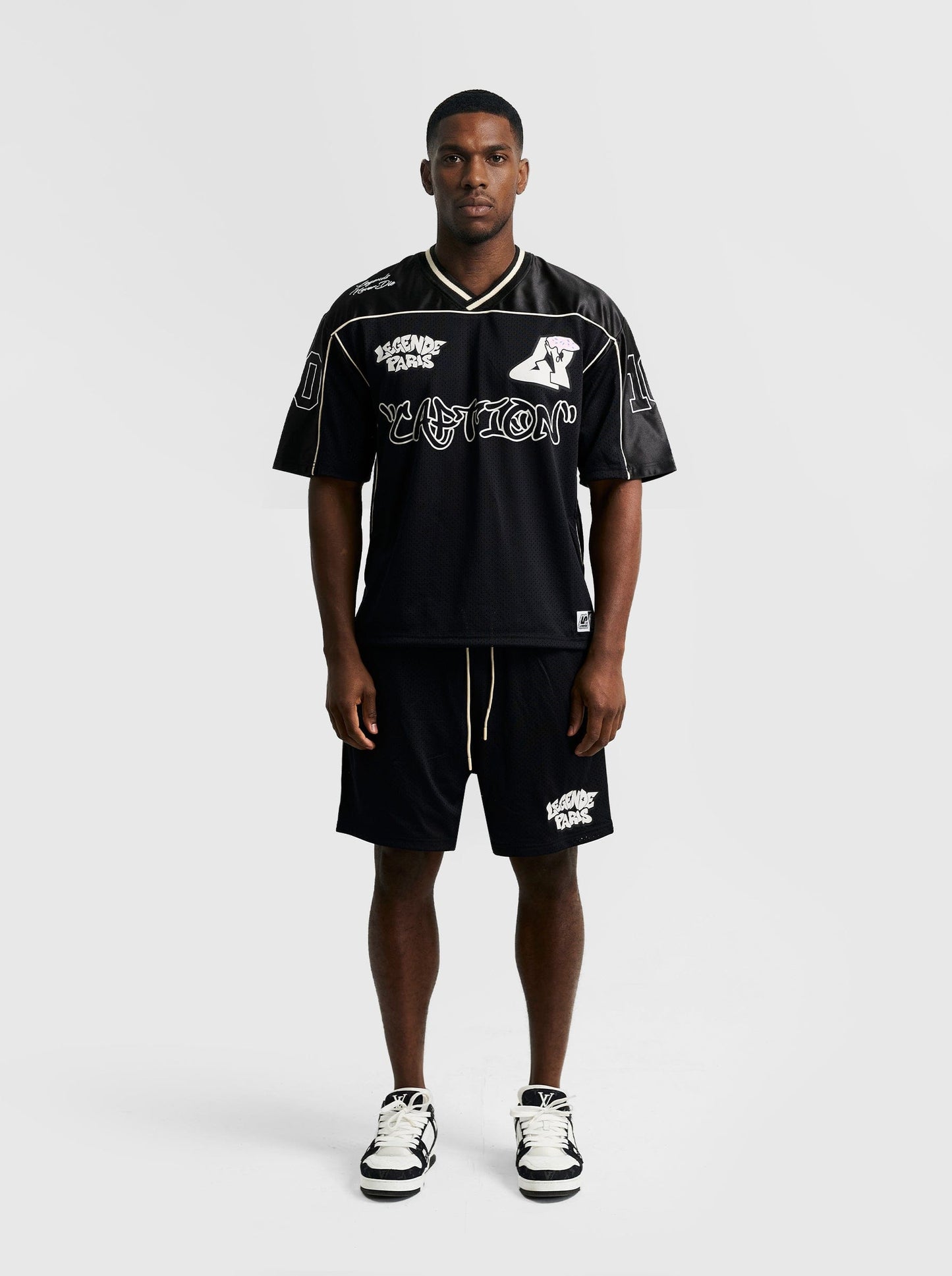 Legende Paris GRAFFITI MESH JERSEY - BLACK — XS — Top View
