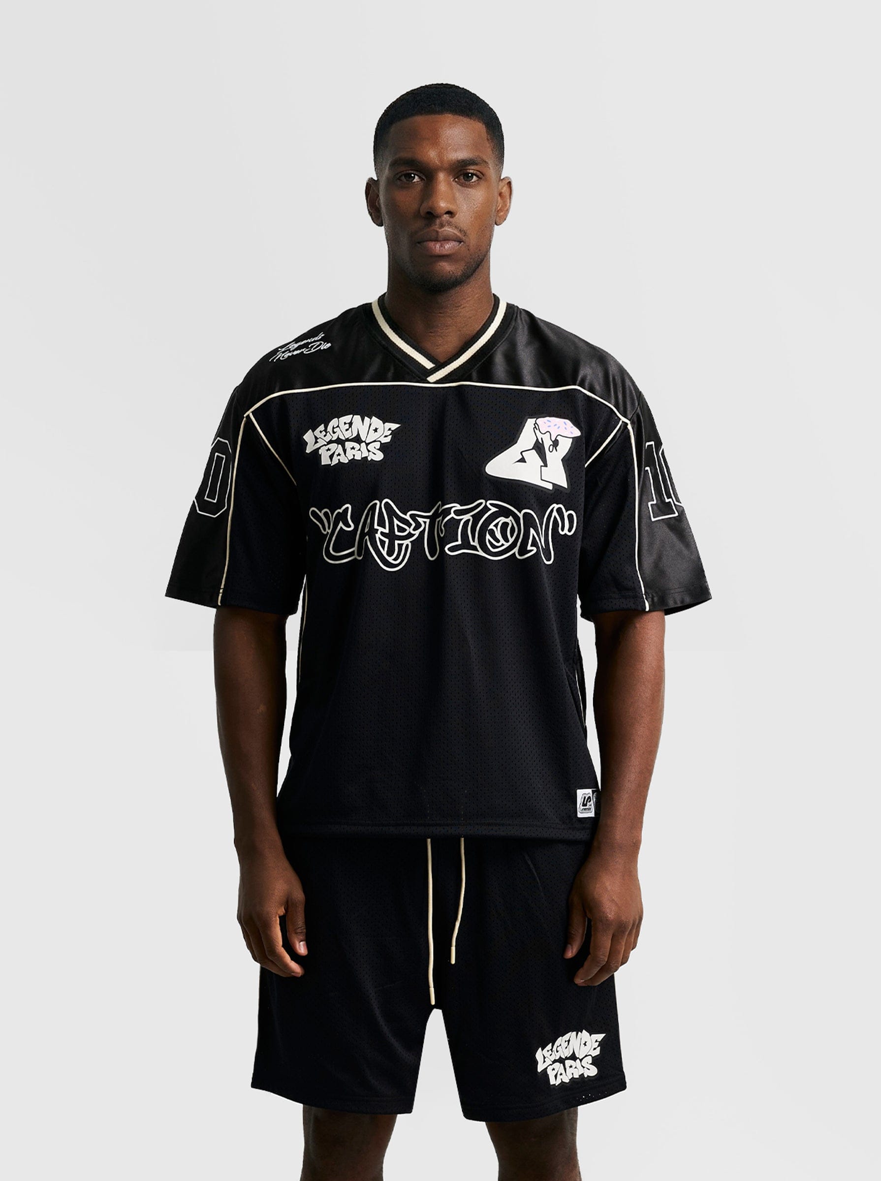 Legende Paris GRAFFITI MESH JERSEY - BLACK — XS — Front View