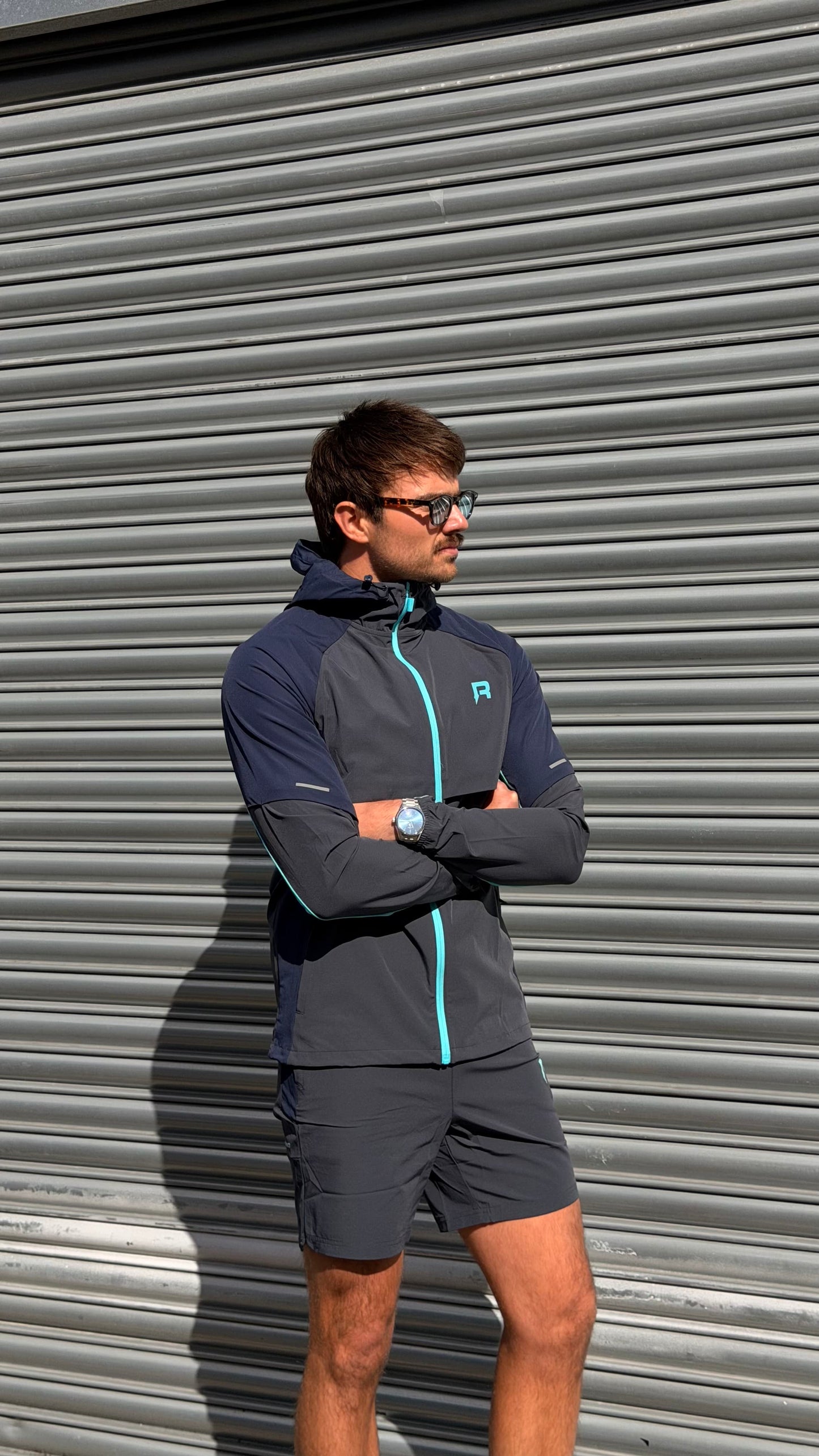 Reprimo Vortex Shorts 'Blue Steel Cyan' — XXS — Top View