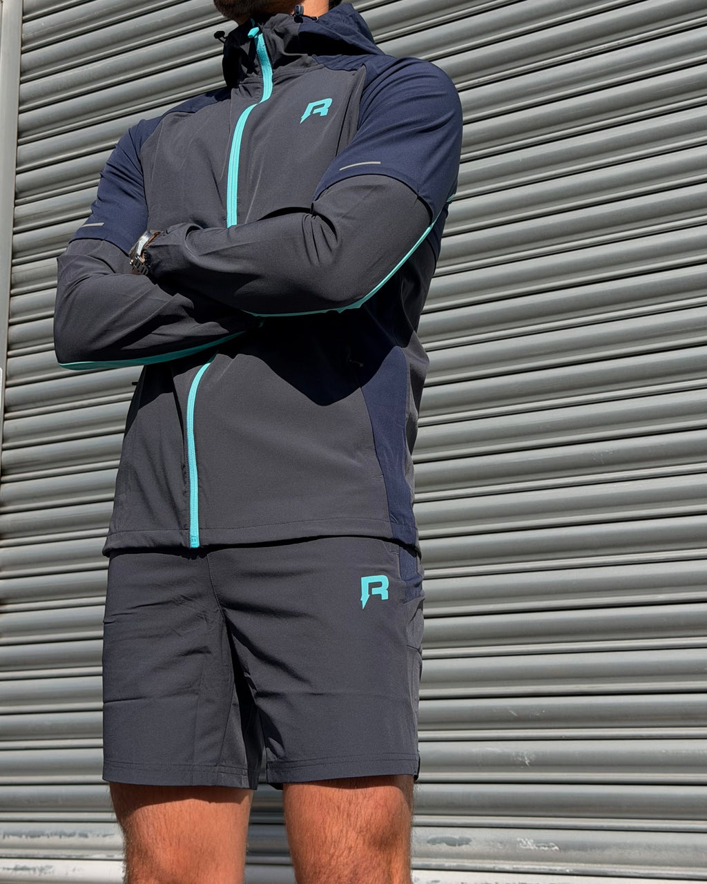 Reprimo Vortex Windbreaker Jacket 'Blue Steel Cyan' — XXS — Back View
