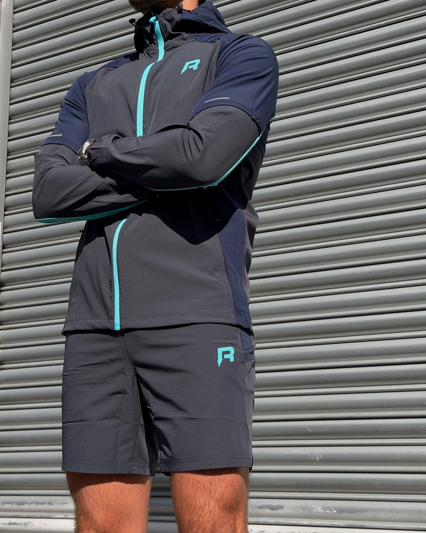 Reprimo Vortex Windbreaker Jacket 'Blue Steel Cyan' — XXS — Back View