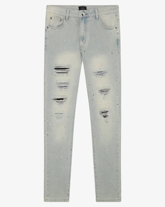 Magiri Indigo Ripped Slim Jeans 'Blue' — Light Blue — Size 28 — Front View