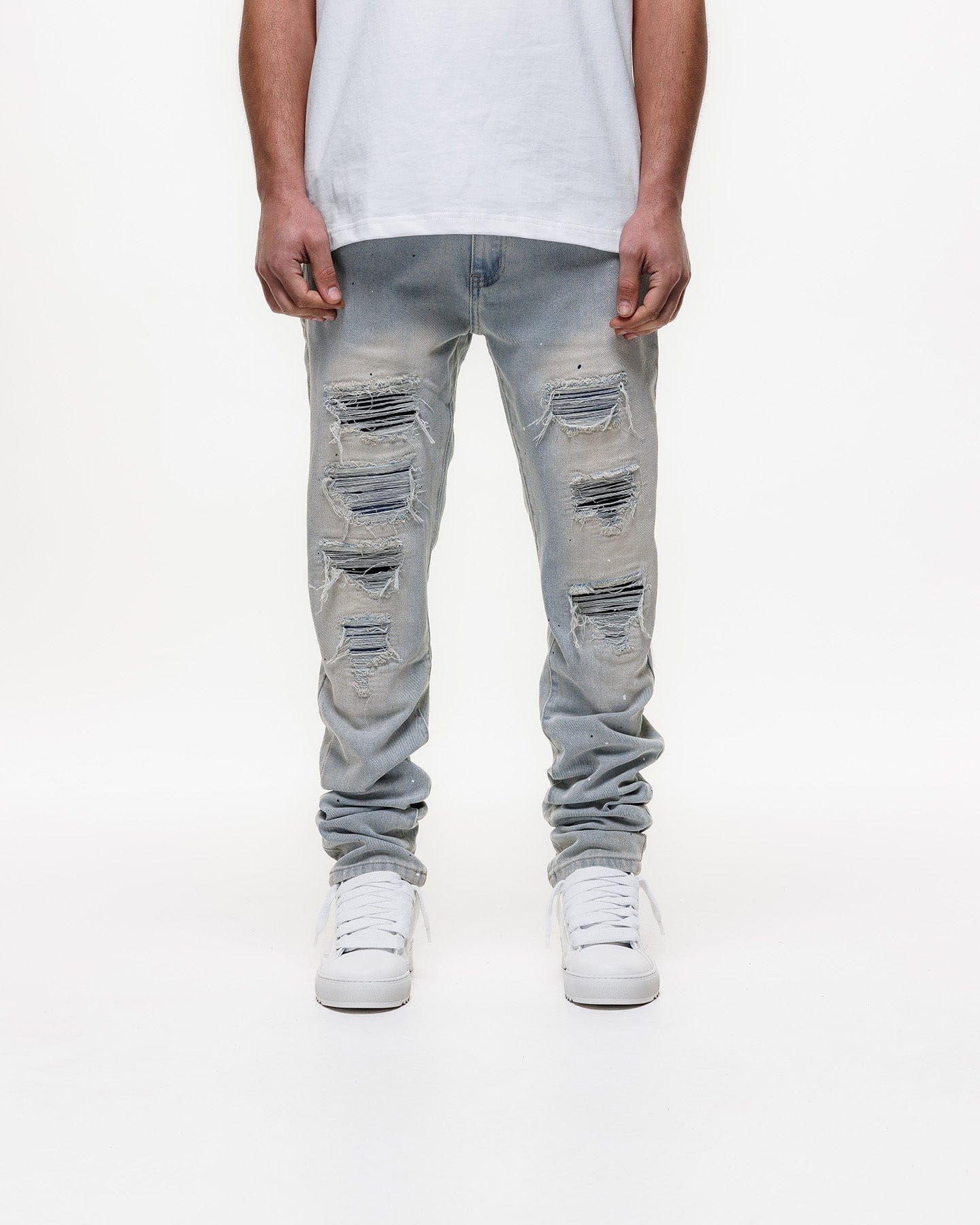 Magiri Indigo Ripped Slim Jeans 'Blue' — Light Blue — Size 28 — Top View