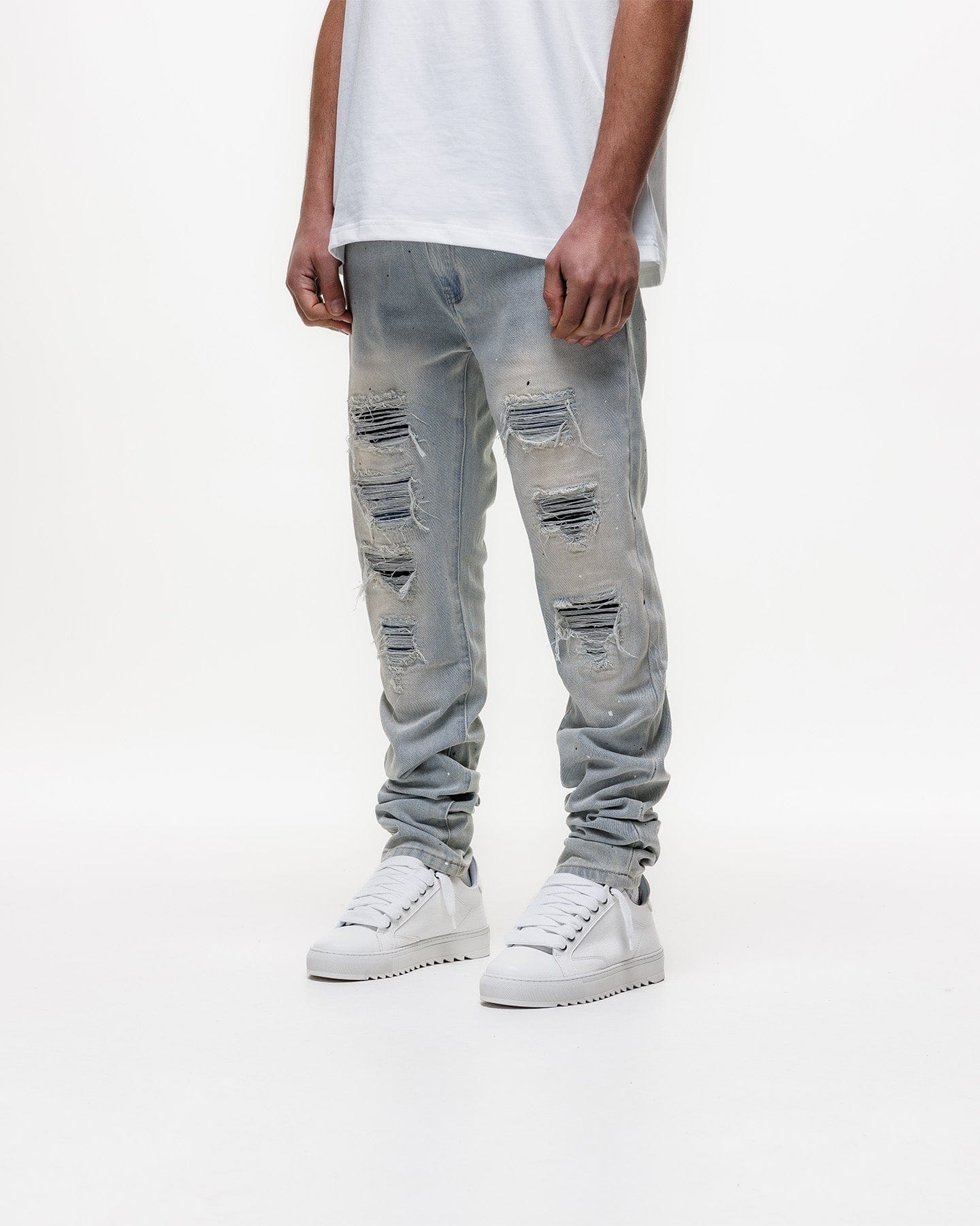 Magiri Indigo Ripped Slim Jeans 'Blue' — Light Blue — Size 28 — Detail View