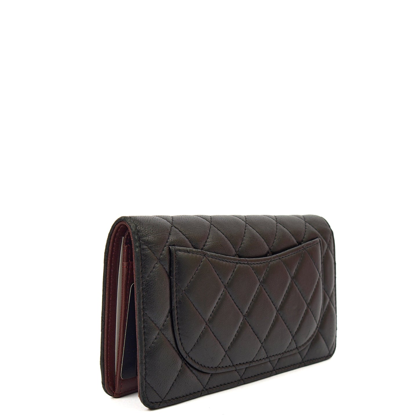 Chanel Purse Trifold Wallet in Black, Leather — Back View