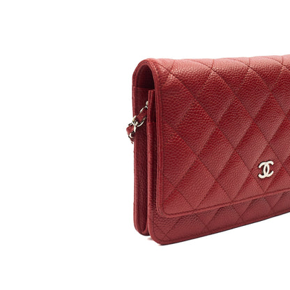 Chanel Cross Body Wallet on Chain in Red, Caviar Leather — Alternate View 7