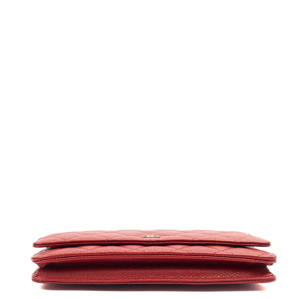 Chanel Cross Body Wallet on Chain in Red, Caviar Leather — Top View