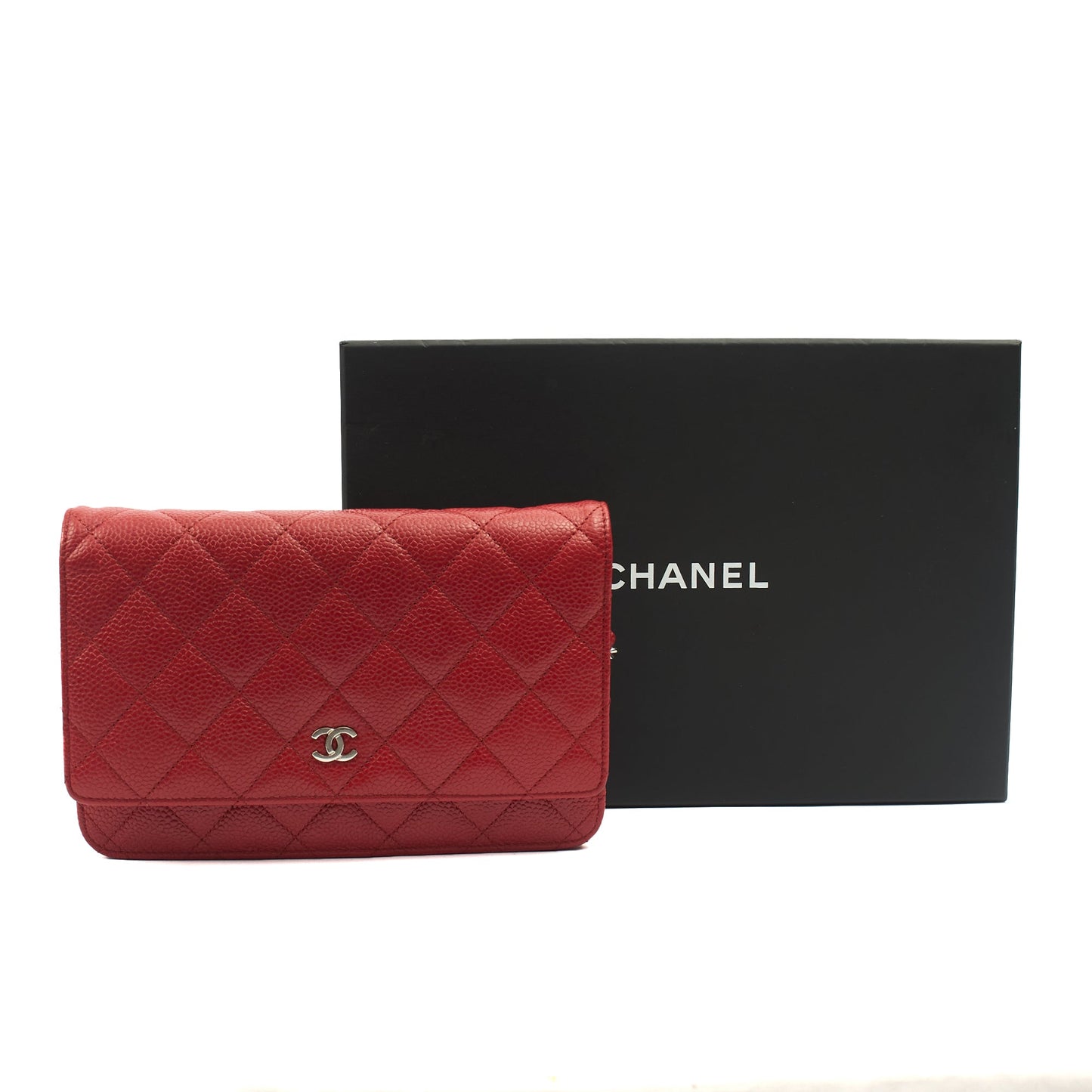 Chanel Cross Body Wallet on Chain in Red, Caviar Leather — Lifestyle View