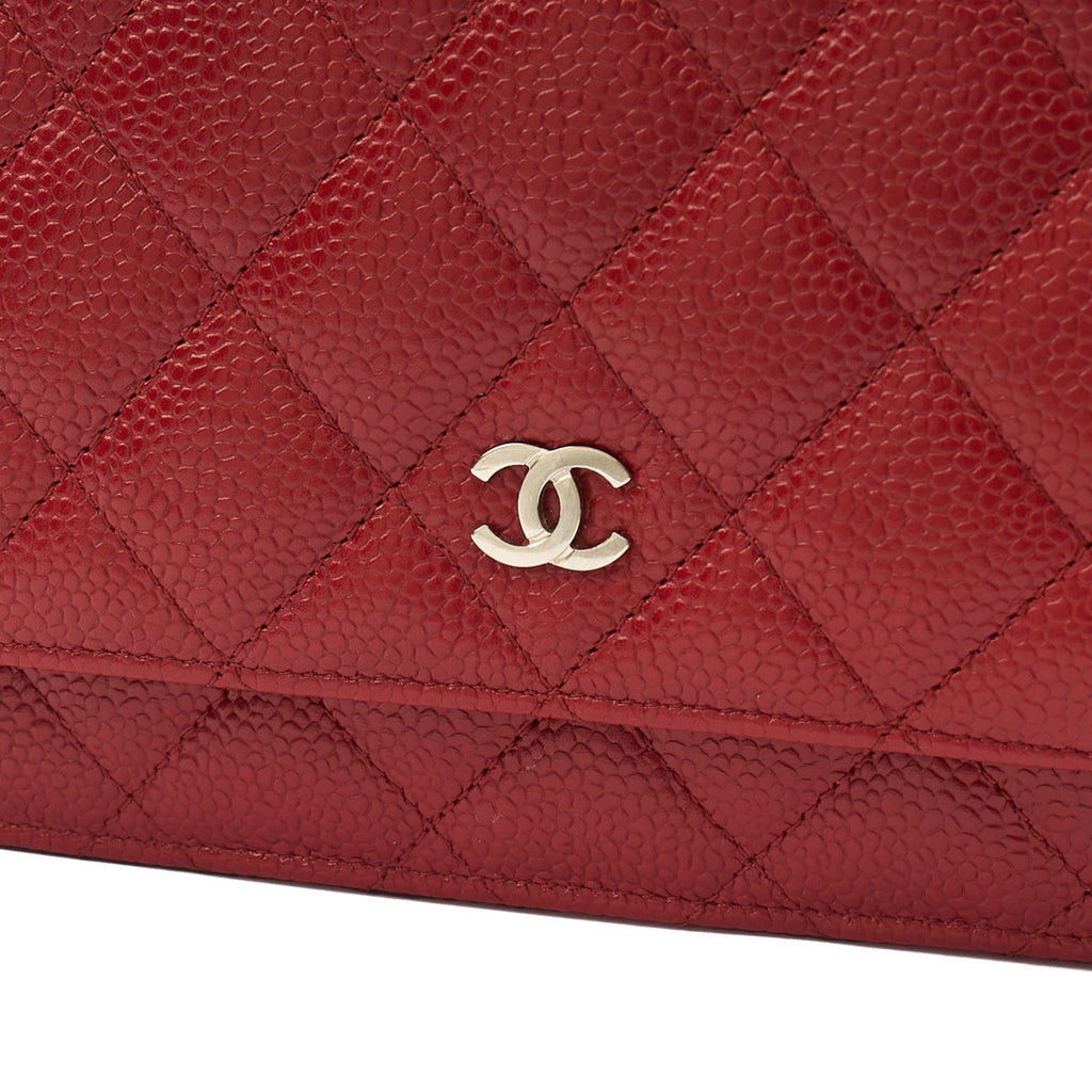 Chanel Cross Body Wallet on Chain in Red, Caviar Leather — Alternate View 8