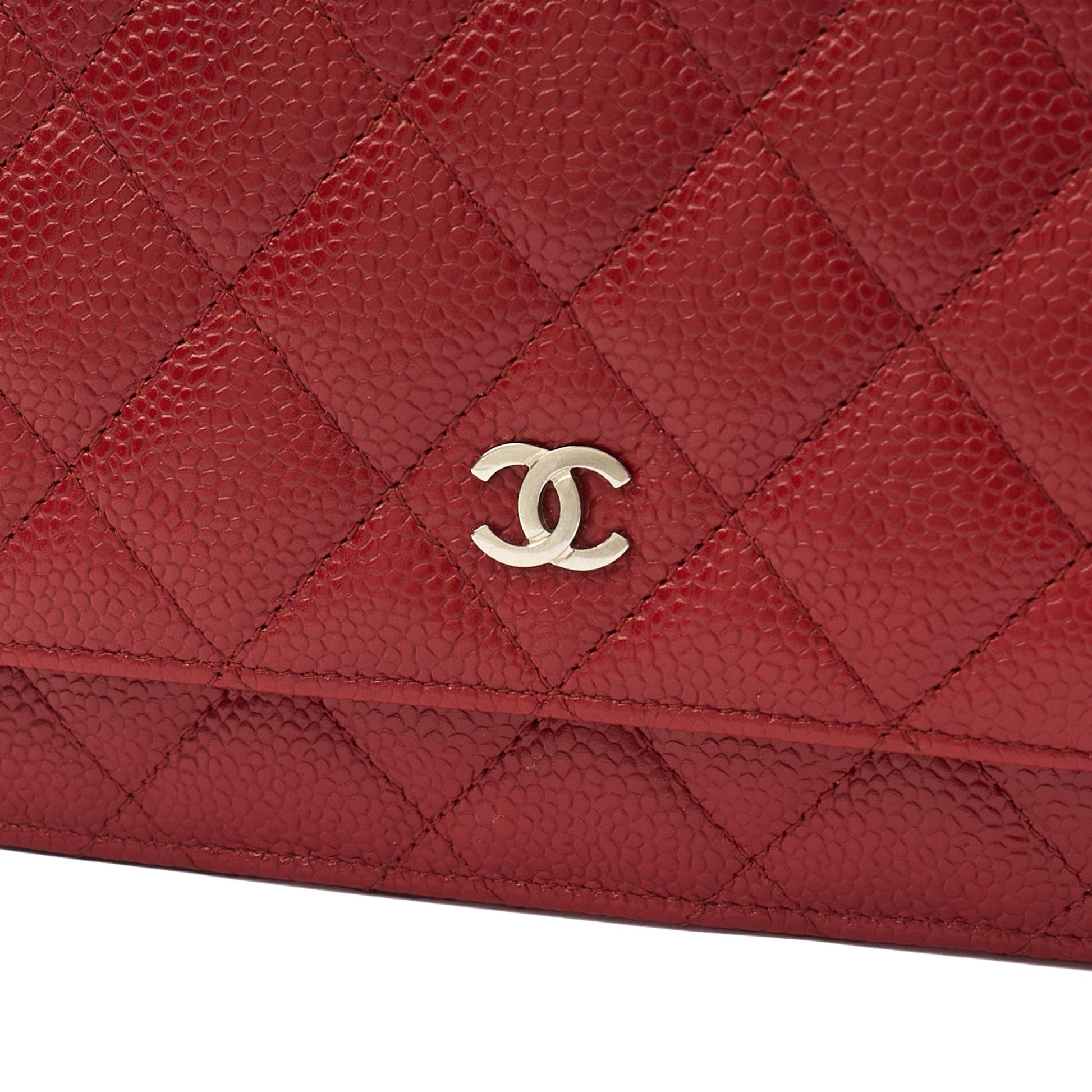 Chanel Cross Body Wallet on Chain in Red, Caviar Leather — Alternate View 8