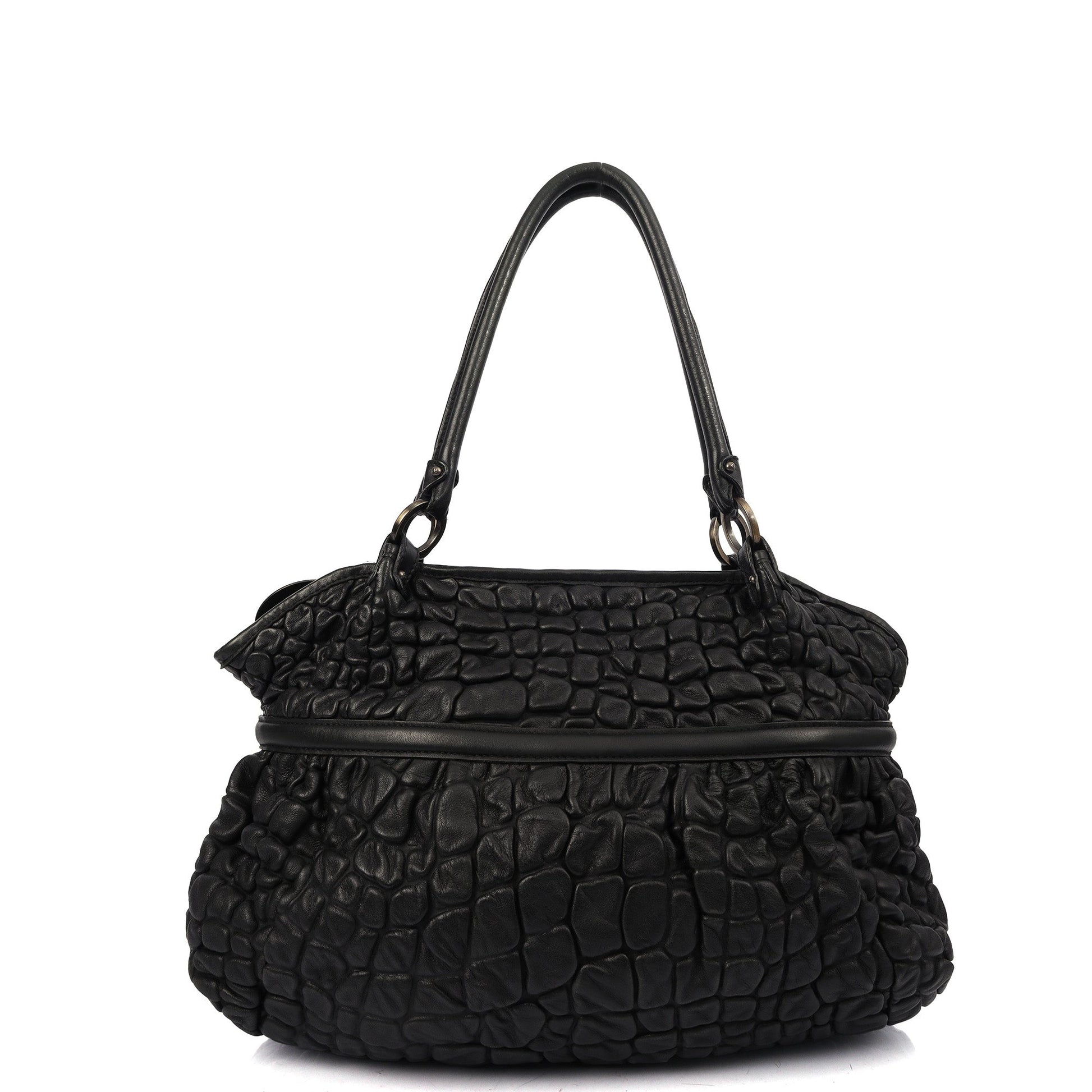 Fendi Tote Chef Shopper Tote in Black, Leather — Back View