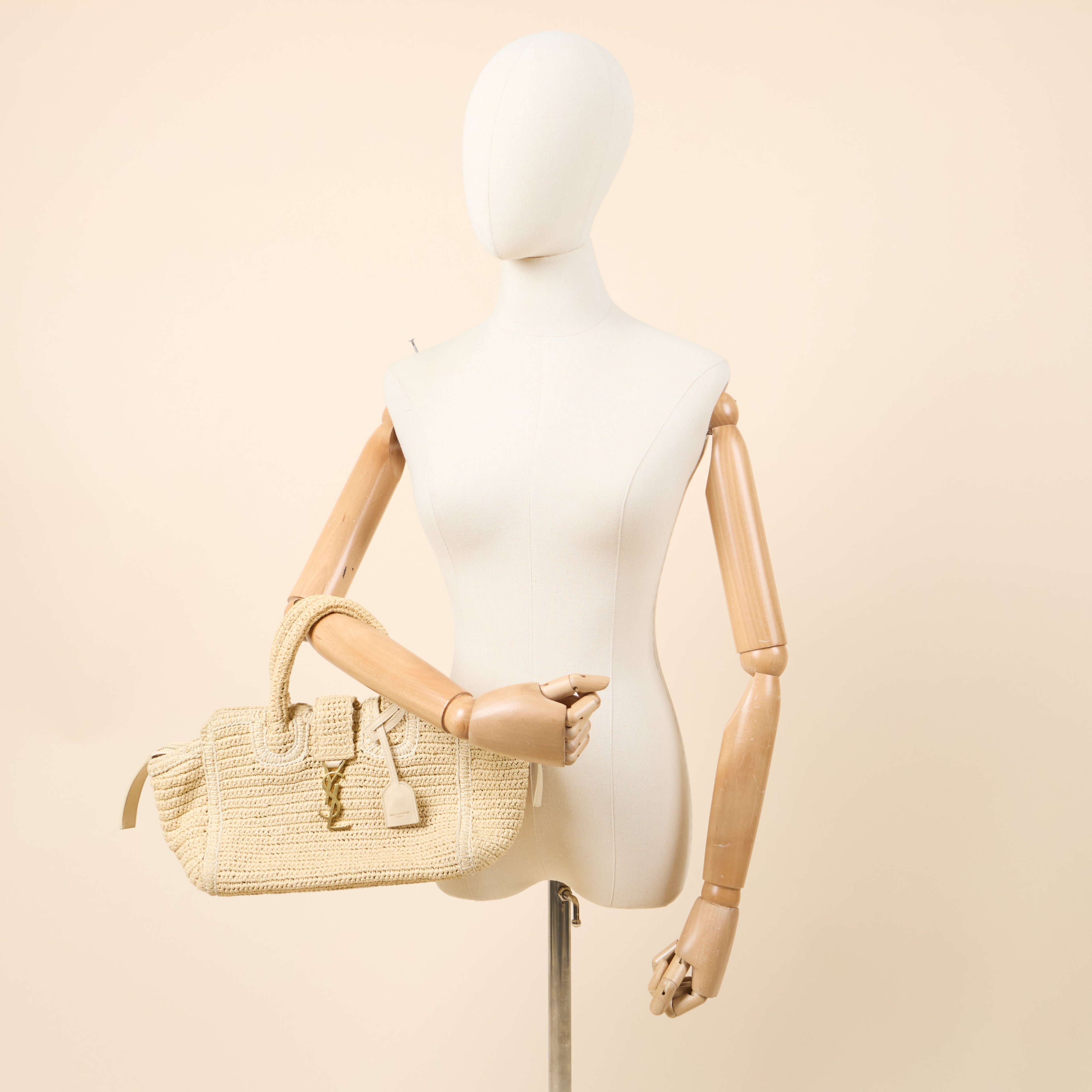 Saint Laurent Tote Cabas Downtown Straw in invalid, Raffia — Side View