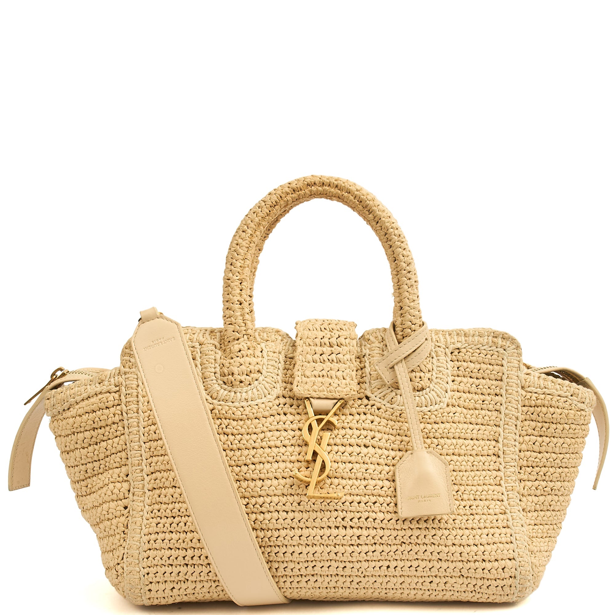 Saint Laurent Tote Cabas Downtown Straw in invalid, Raffia — Front View