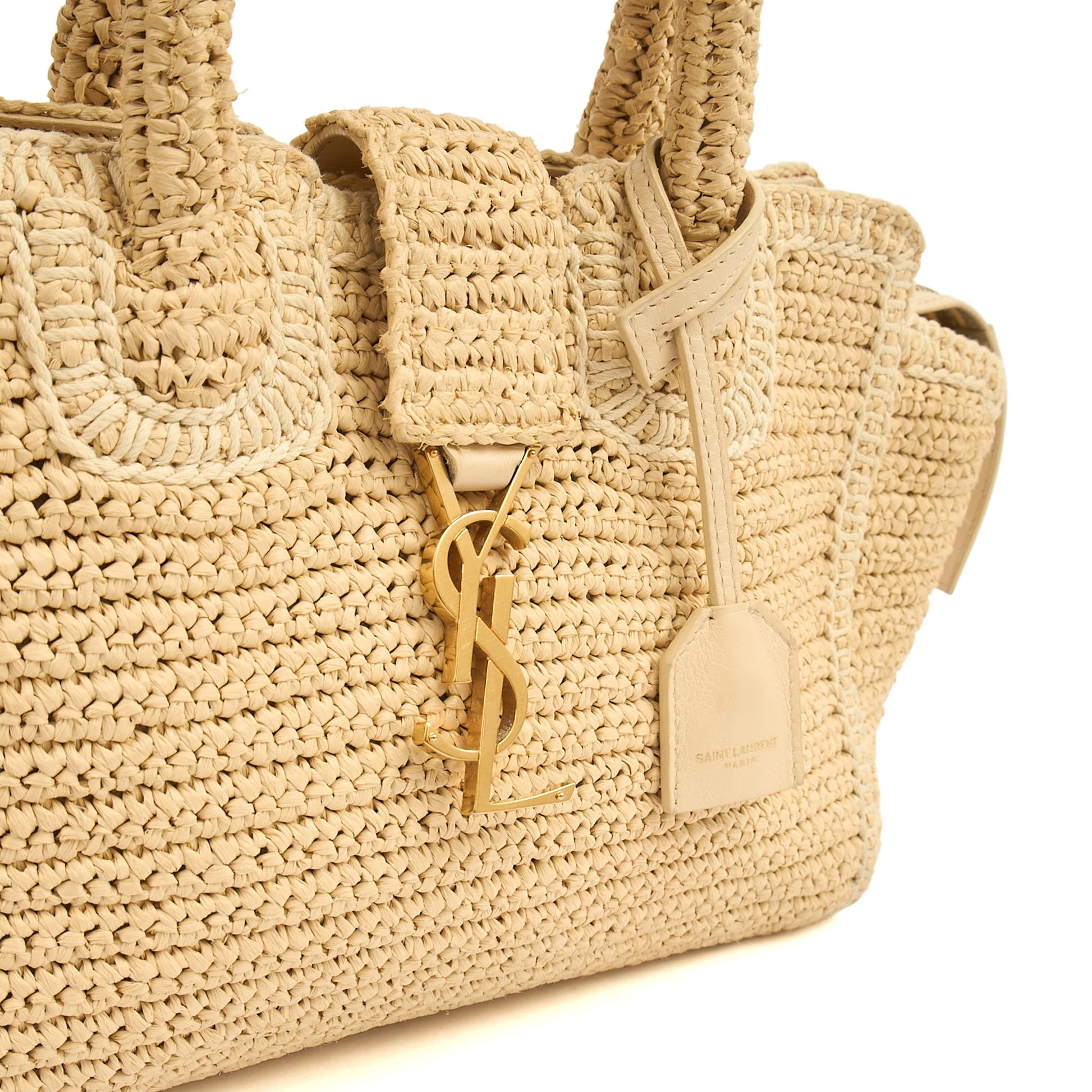 Saint Laurent Tote Cabas Downtown Straw in invalid, Raffia — Lifestyle View