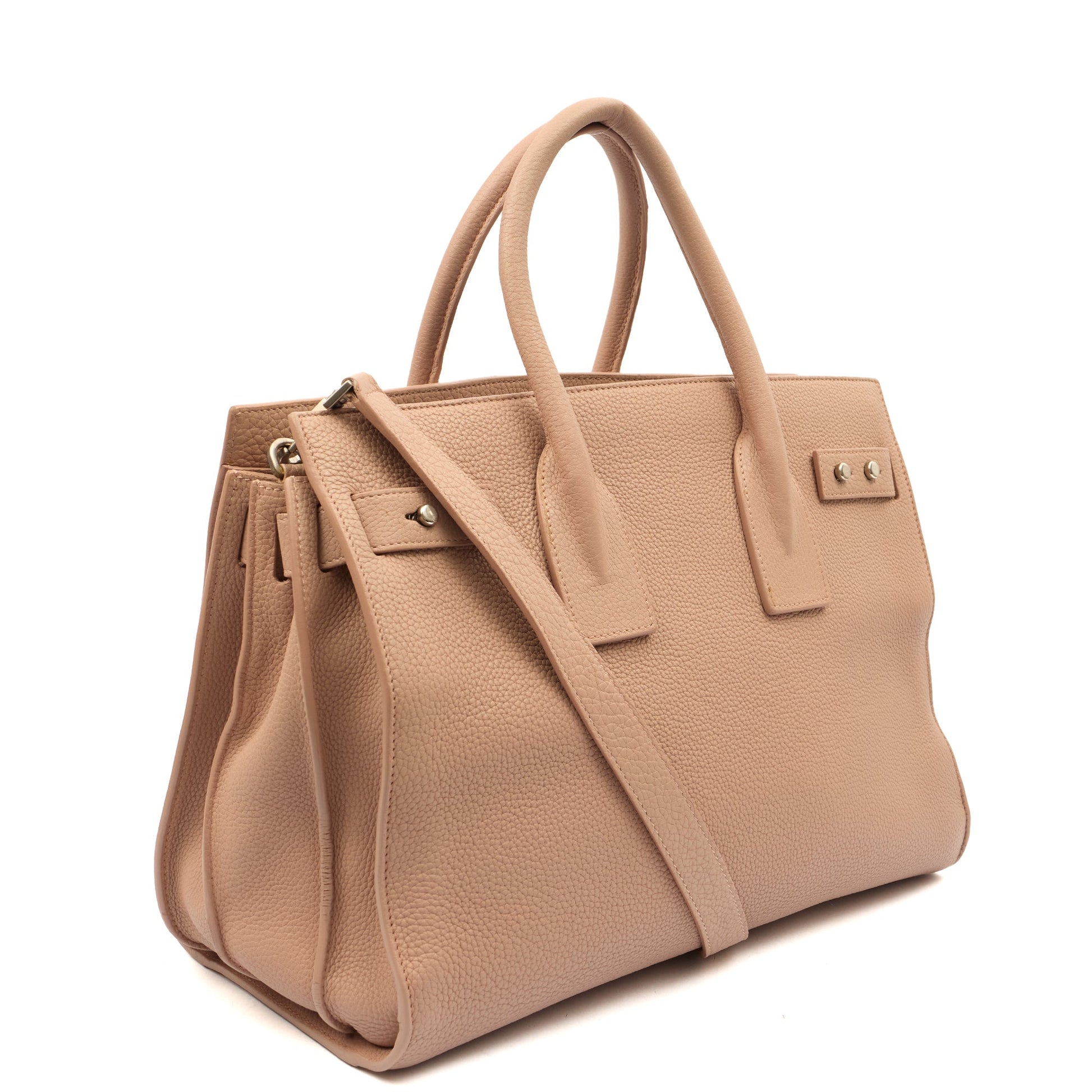 Saint Laurent Tote Sac de Jour in Pink, Calfskin Leather — Side View