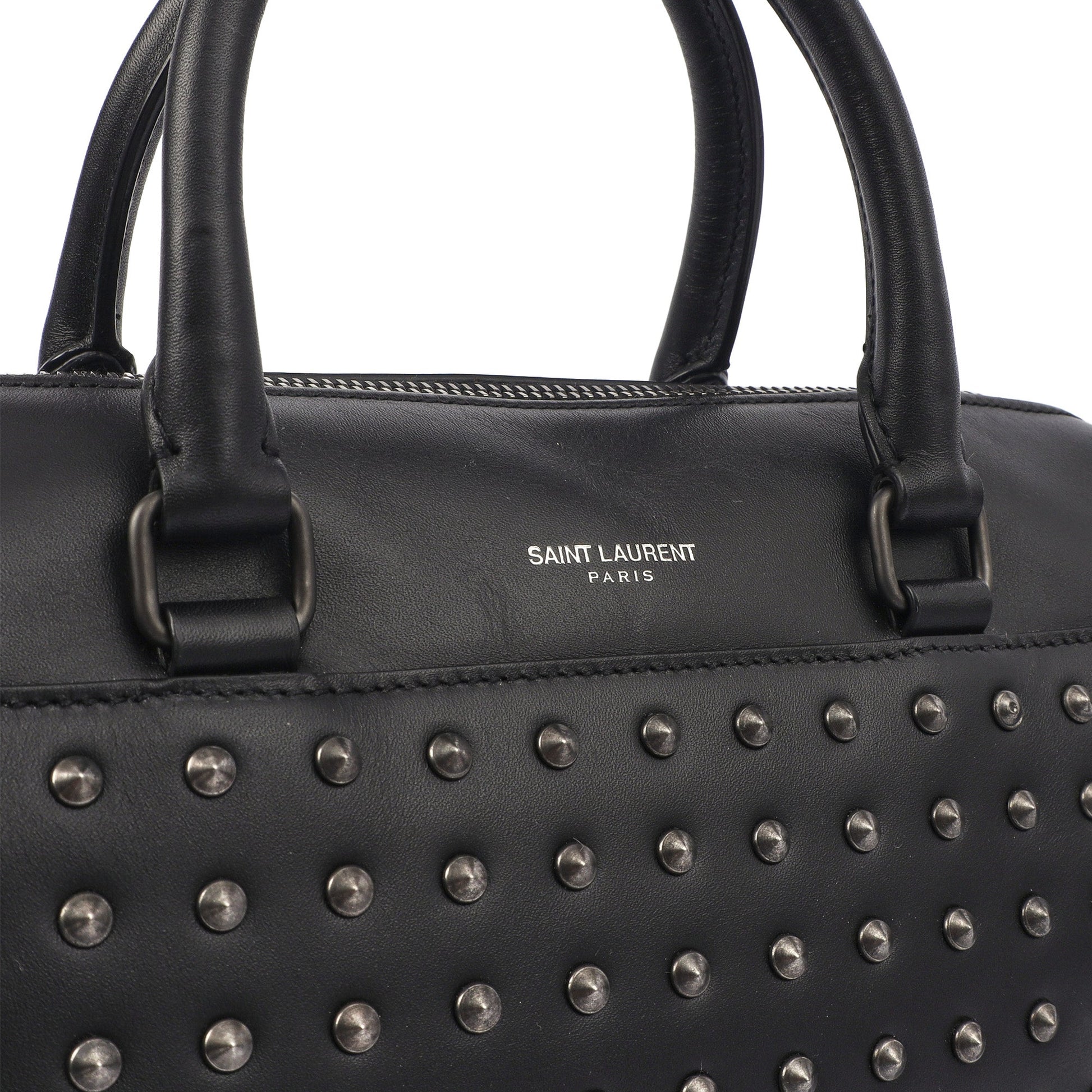 Saint Laurent Tote Duffle in Black, Calfskin Leather — Lifestyle View