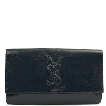 Saint Laurent Clutch Cassandra Clutch in Blue, Patent Leather — Front View