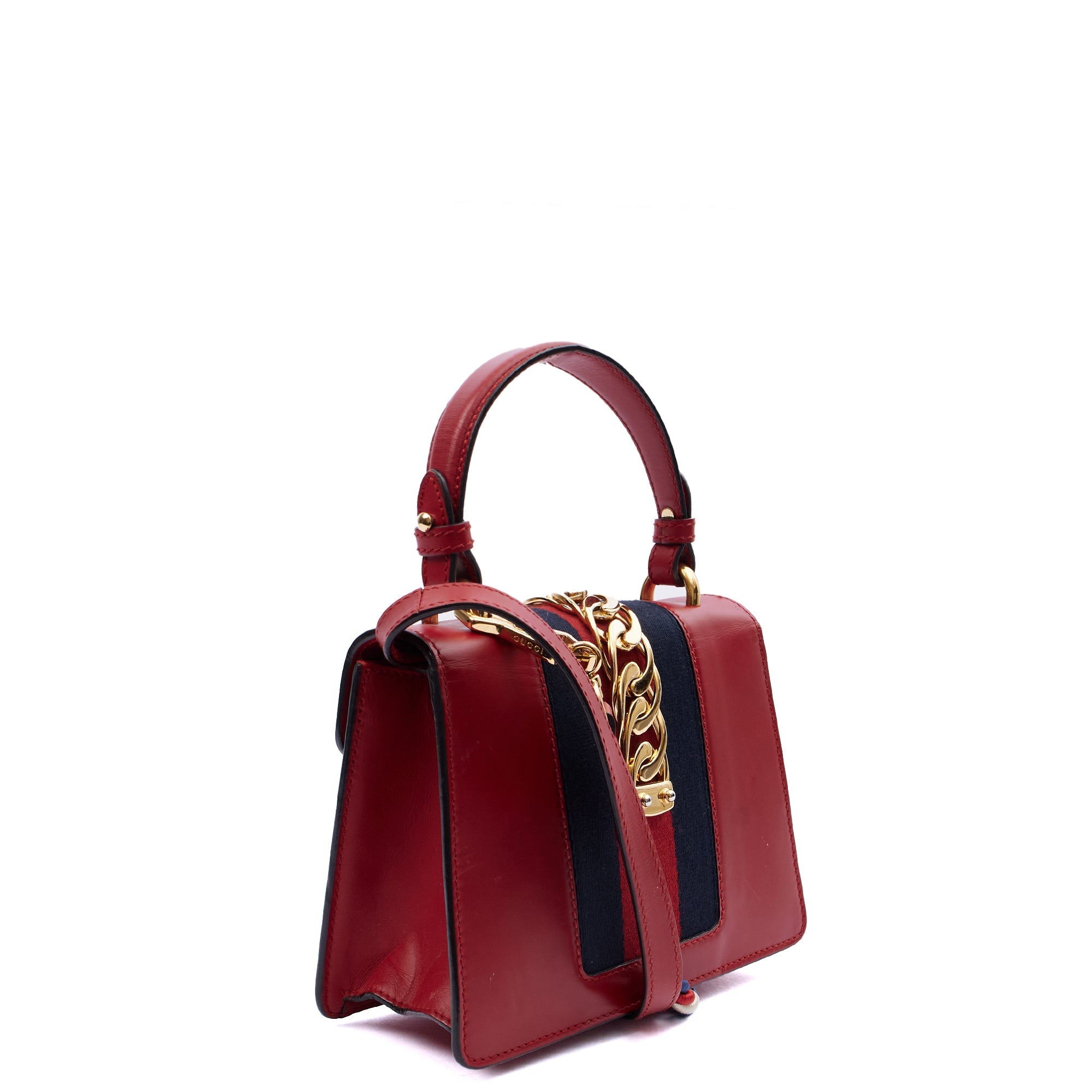 Gucci Shoulder Bag Sylvie Chain - Mini in Red, Leather — Alternate View 8