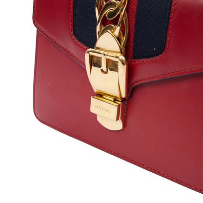 Gucci Shoulder Bag Sylvie Chain - Mini in Red, Leather — Lifestyle View