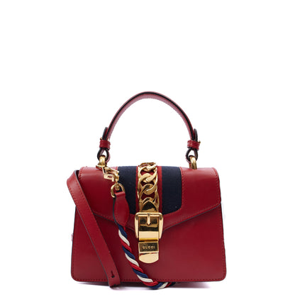 Gucci Shoulder Bag Sylvie Chain - Mini in Red, Leather — Alternate View 7