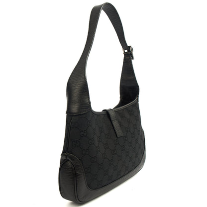 Gucci Shoulder Bag Jackie- Small in Black, GG Canvas — Top View