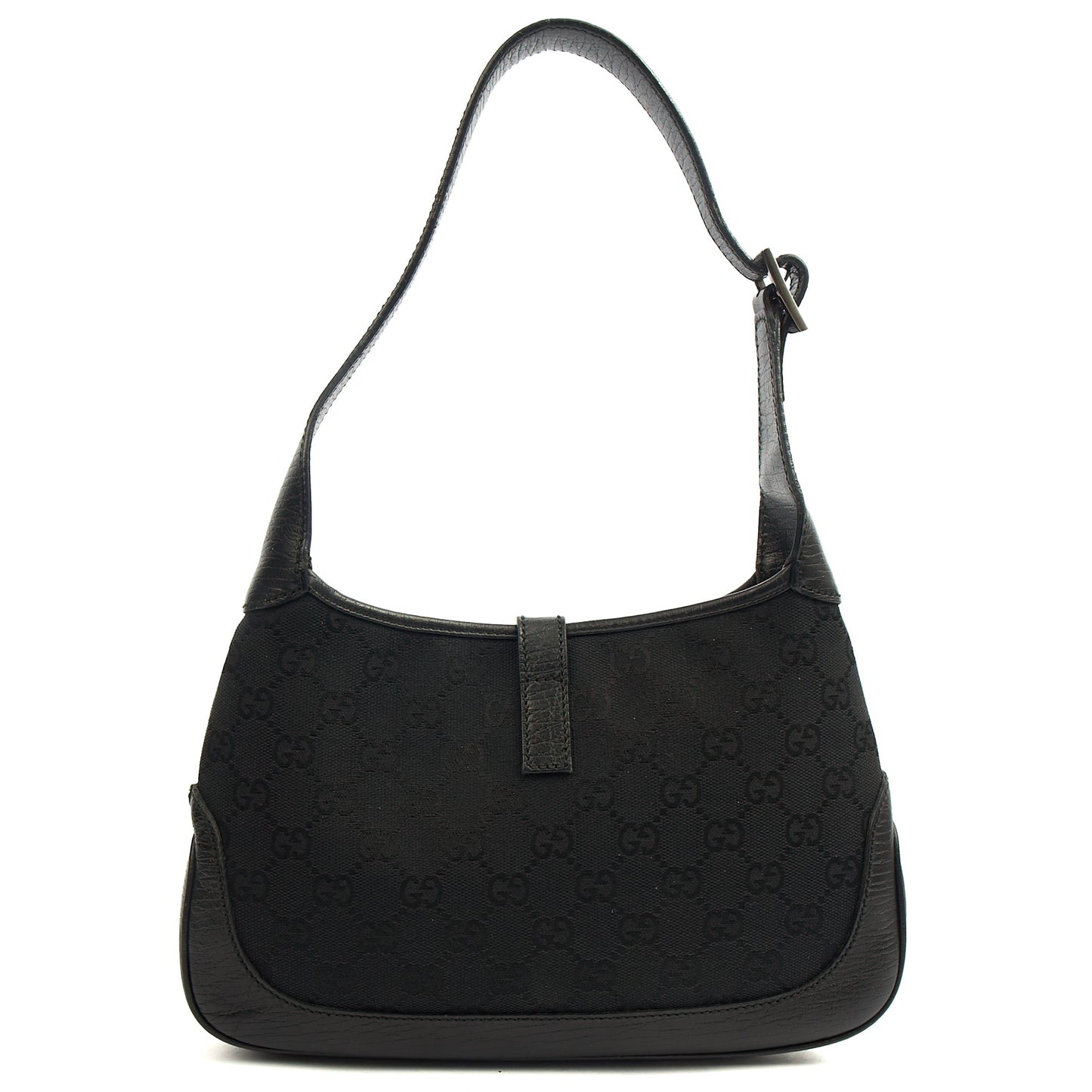 Gucci Shoulder Bag Jackie- Small in Black, GG Canvas — Detail View