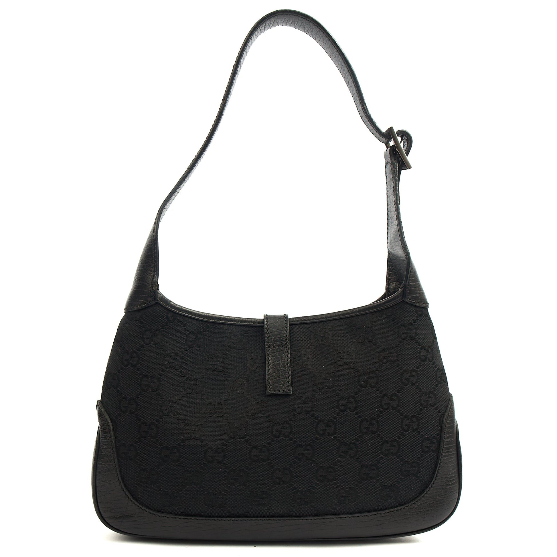 Gucci Shoulder Bag Jackie- Small in Black, GG Canvas — Detail View