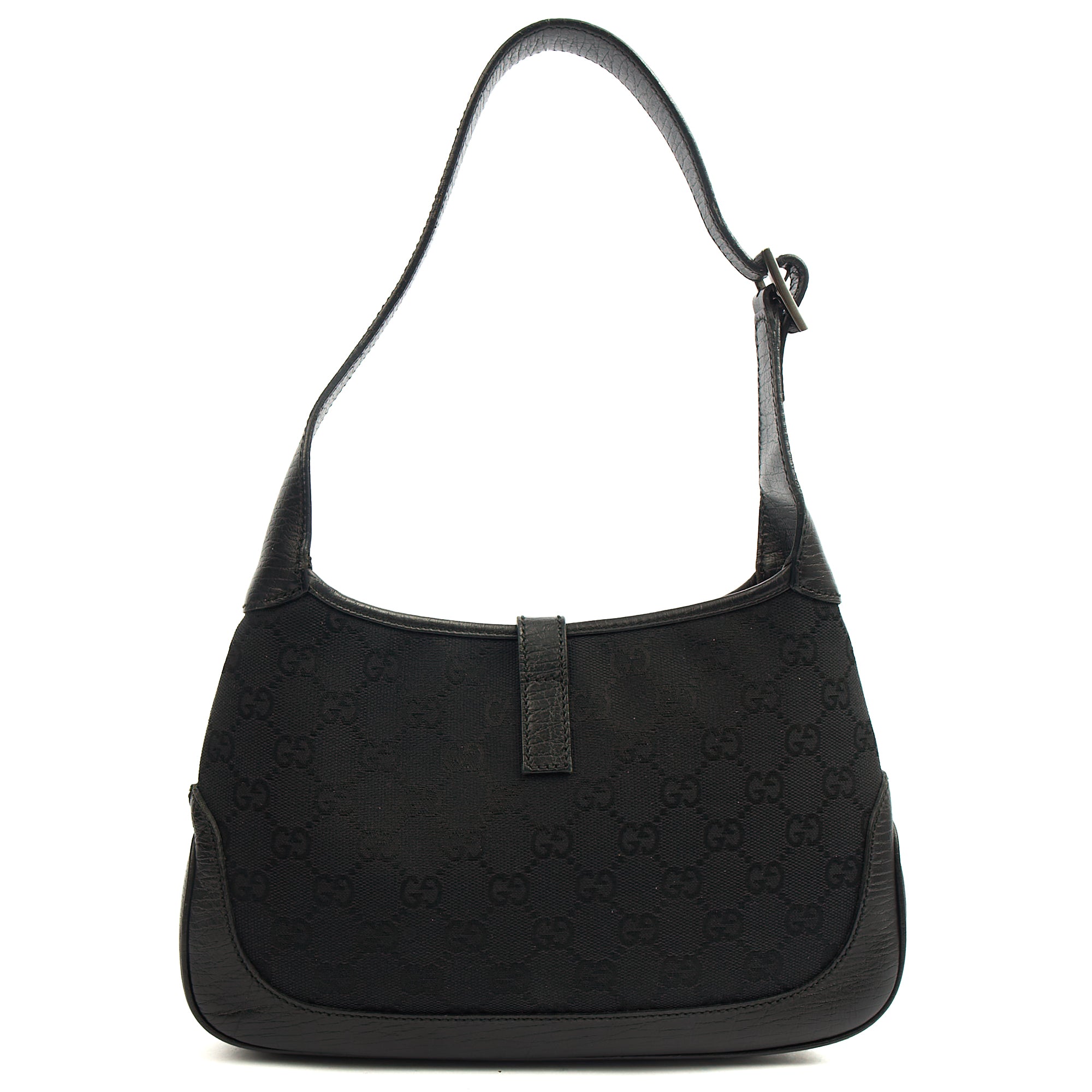 Gucci Shoulder Bag Jackie- Small in Black, GG Canvas — Detail View