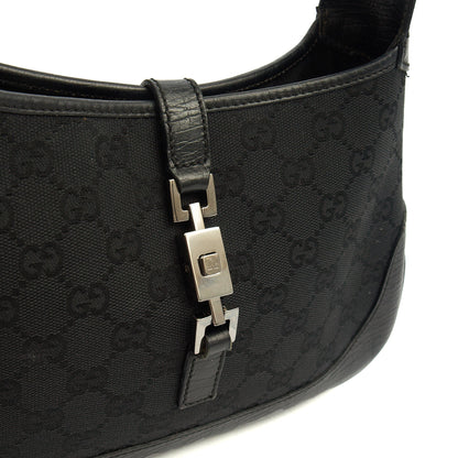 Gucci Shoulder Bag Jackie- Small in Black, GG Canvas — Back View