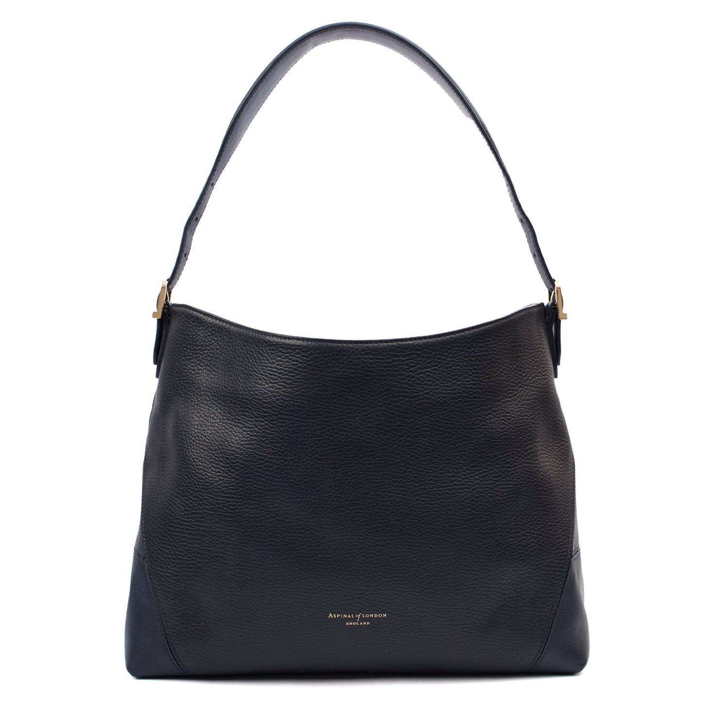 Aspinal of London Shoulder Bag London Tote - Midi in Navy, Leather — Front View