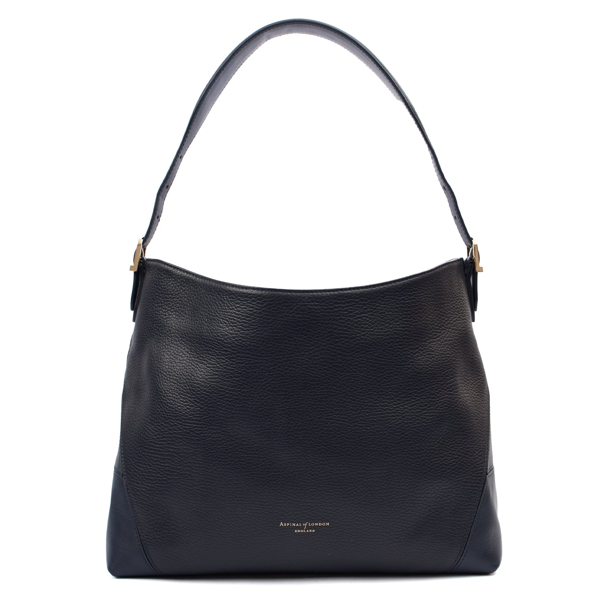 Aspinal of London Shoulder Bag London Tote - Midi in Navy, Leather — Front View