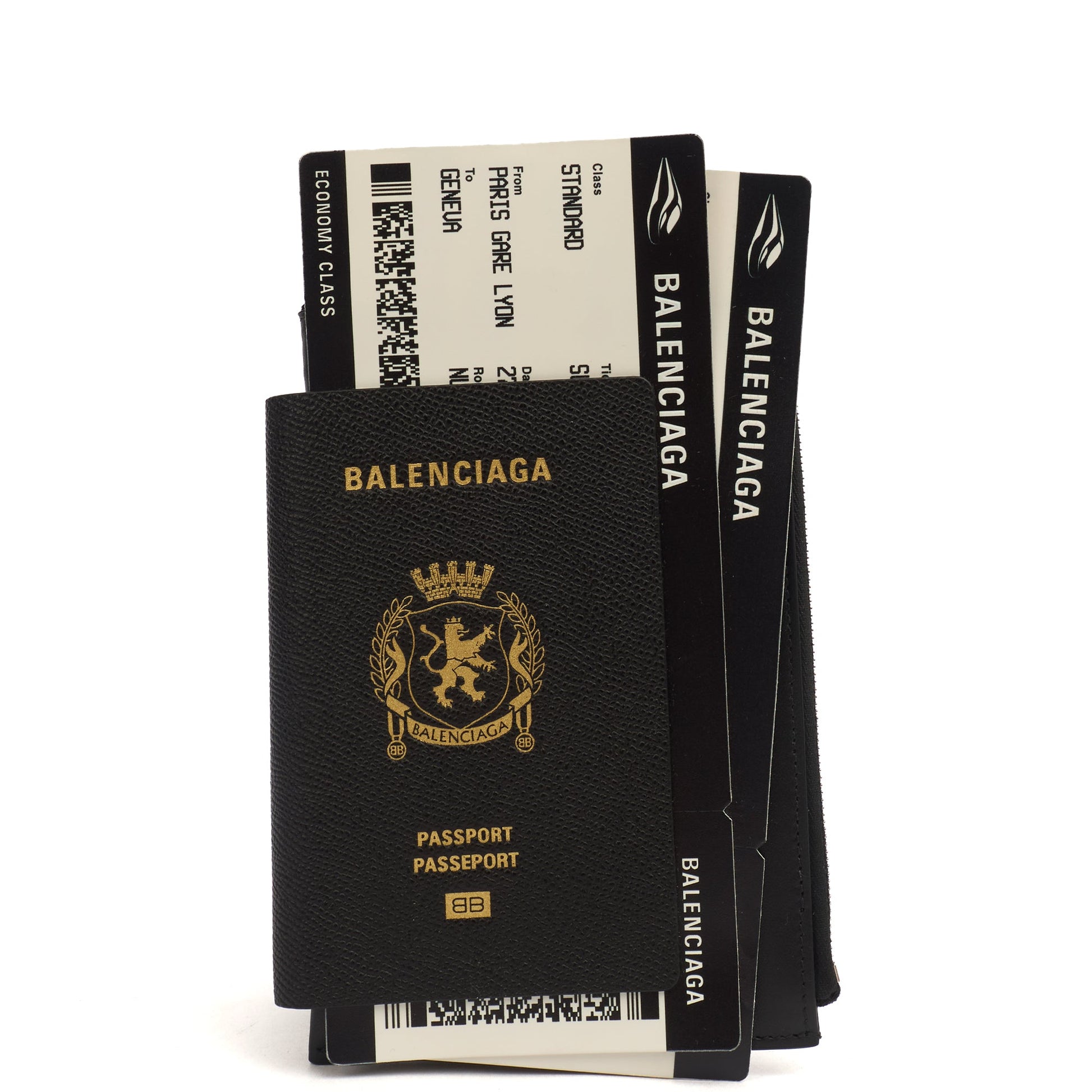 Balenciaga Bag Charm Zip Wallet in Black, Leather — Front View