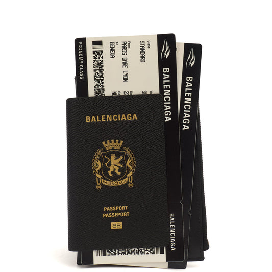 Balenciaga Bag Charm Zip Wallet in Black, Leather — Front View
