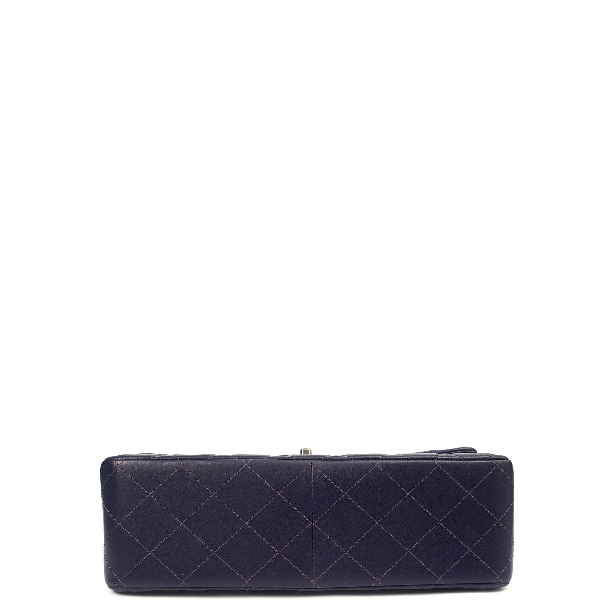 Chanel Shoulder Bag Classic Double Flap - Large in Purple, Calfskin Leather — Top View