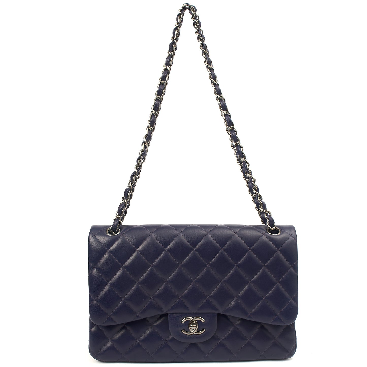 Chanel Shoulder Bag Classic Double Flap - Large in Purple, Calfskin Leather — Alternate View 16