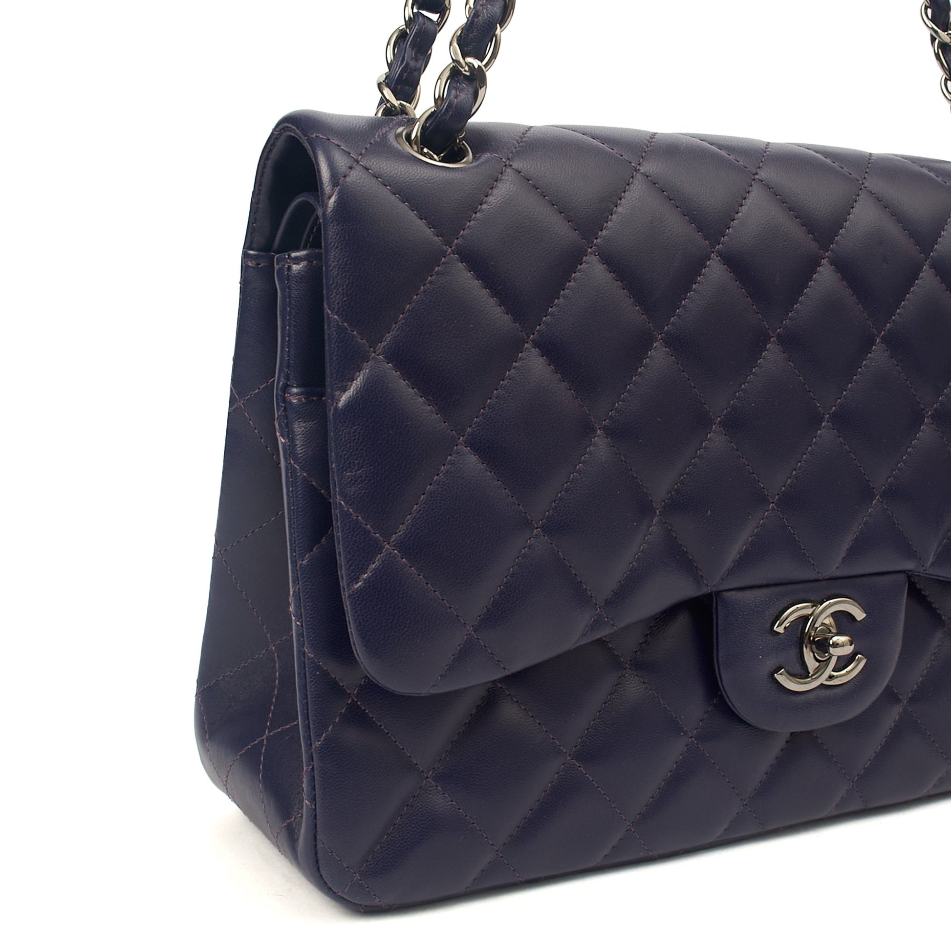Chanel Shoulder Bag Classic Double Flap - Large in Purple, Calfskin Leather — Alternate View 8