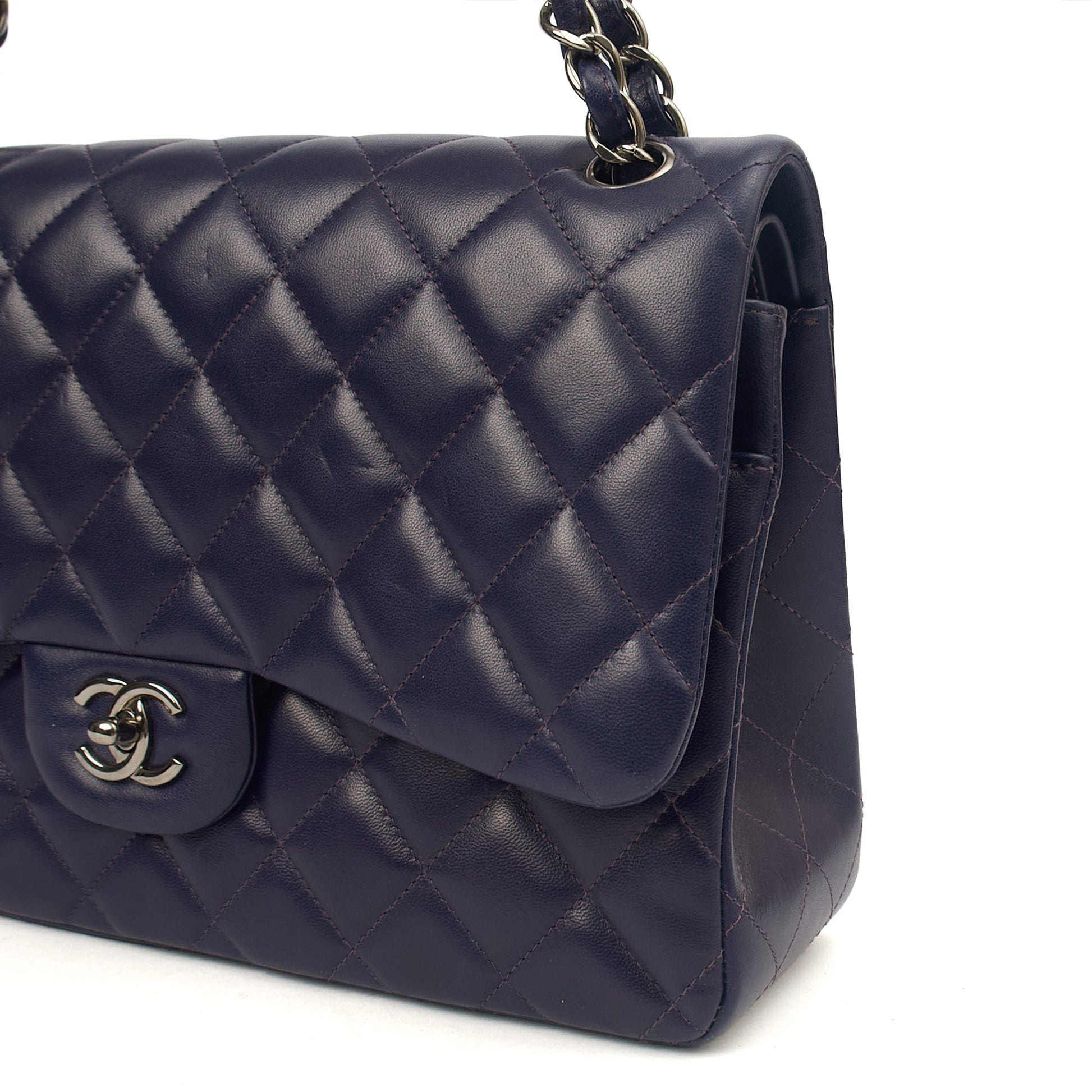 Chanel Shoulder Bag Classic Double Flap - Large in Purple, Calfskin Leather — Alternate View 7