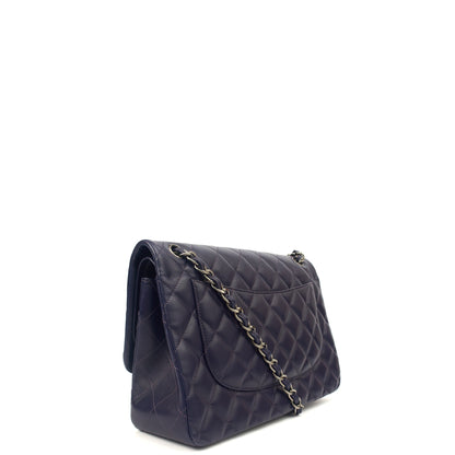 Chanel Shoulder Bag Classic Double Flap - Large in Purple, Calfskin Leather — Side View