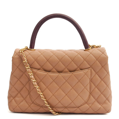 Chanel Top Handle Coco Handle- Medium  in Cream, Caviar Leather — Back View