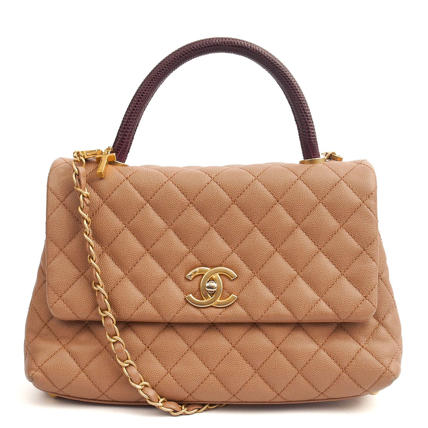 Chanel Top Handle Coco Handle- Medium  in Cream, Caviar Leather — Alternate View 10