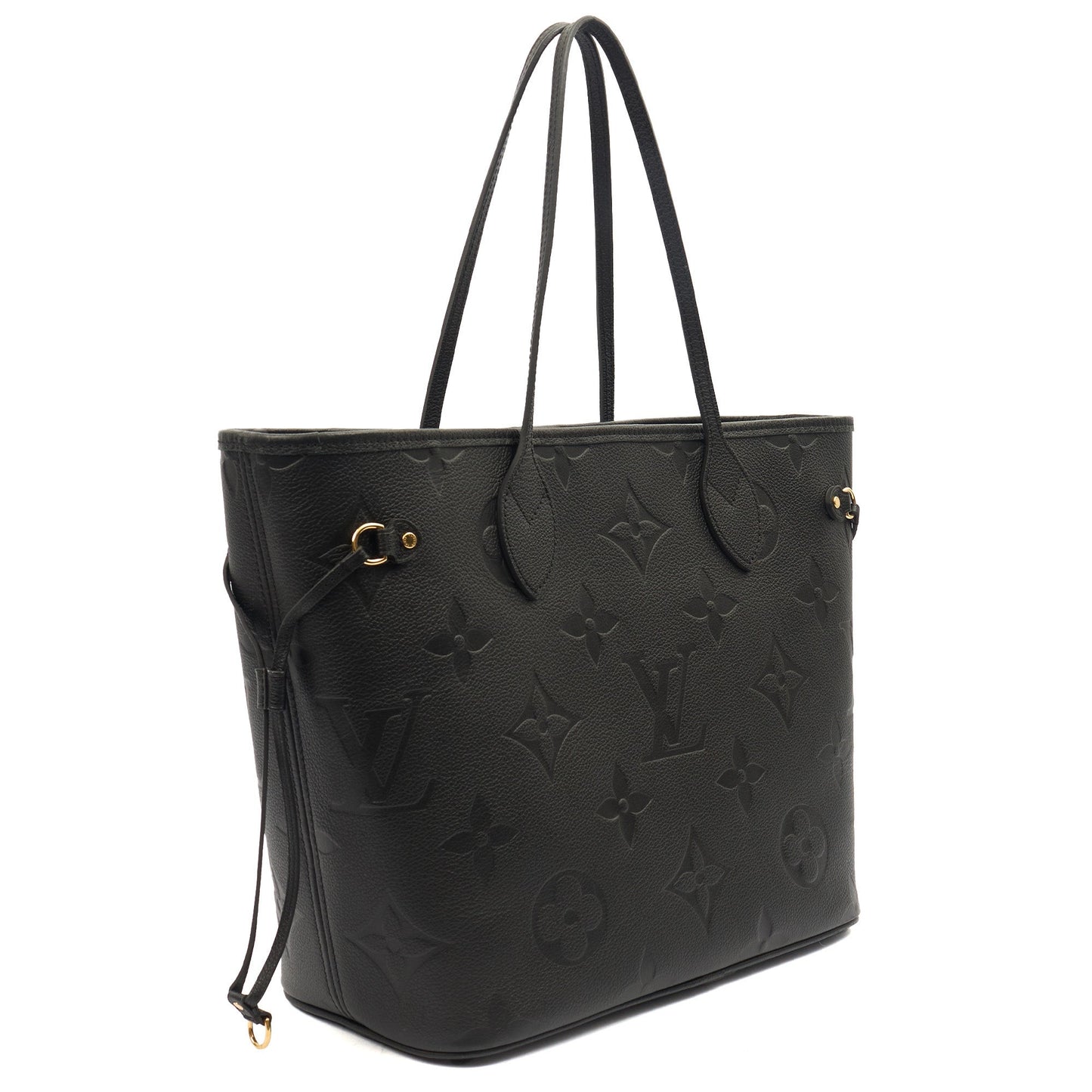 Louis Vuitton Tote Neverfull MM in Black, Empreinte Leather — Back View