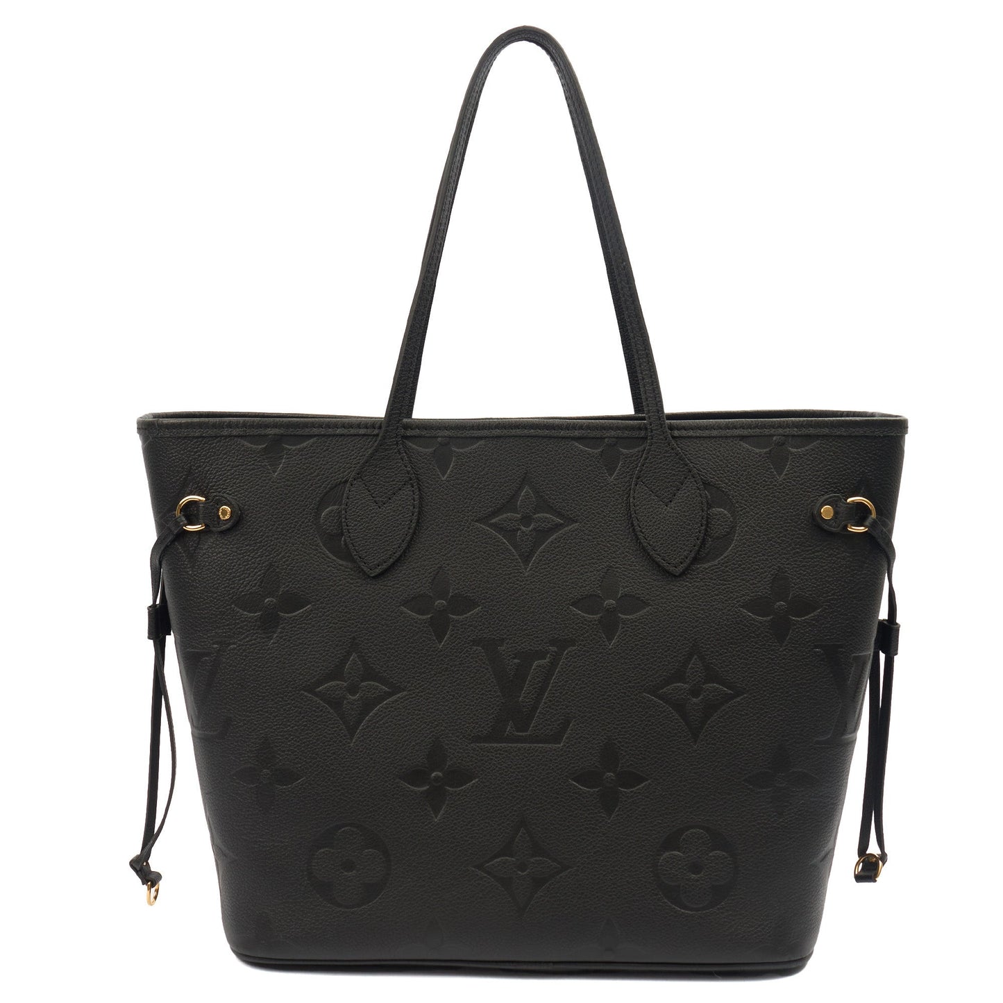 Louis Vuitton Tote Neverfull MM in Black, Empreinte Leather — Top View
