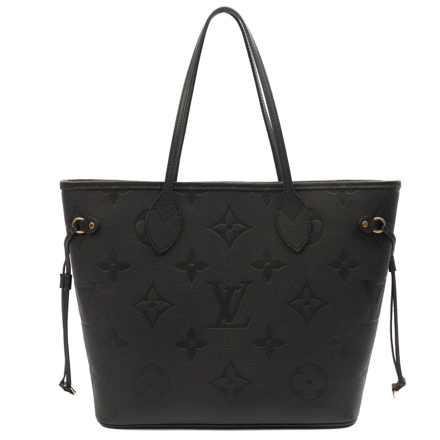Louis Vuitton Tote Neverfull MM in Black, Empreinte Leather — Front View