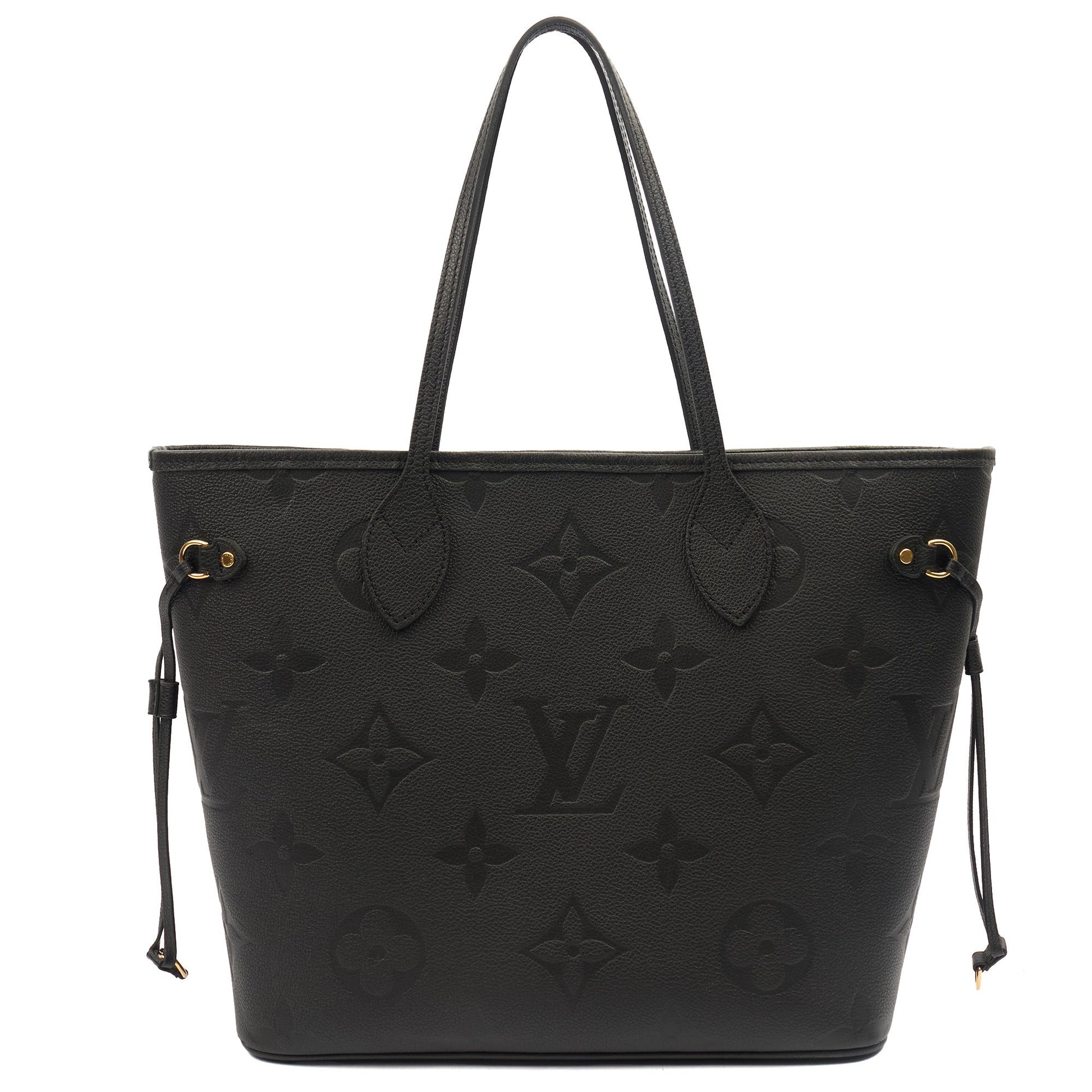 Louis Vuitton Tote Neverfull MM in Black, Empreinte Leather — Front View